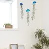 Set van drie mooi gekleurde Jellyfish luchtplantjes, gemaakt van Epoxy en Spaans mos