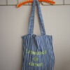 Upcycled Blauw wit gestreepte zomertas