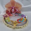 Acryl schakelarmband met vergulde onderdelen - multicolor