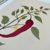 Chili plant kunstprint – botanische illustratie met rode peper | A4 poster 21x30 cm