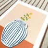Delfts blauwe vaas kunstkaart – elegante bloemenillustratie | A6 print 10x15 cm