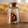 Echte vlinder in glazen flesje ketting