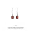 Garnet Baguette Hoops Silver