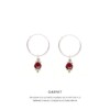 Garnet Triquetra Midi Hoops Silver