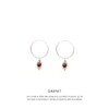 Garnet Triquetra Mini Hoops Silver