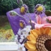 Gehaakte zonnebloem lily boeket
