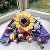 Gehaakte zonnebloem lily boeket