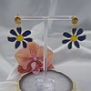 Glas in lood look oorbellen - bloem goud