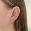 Gold Plated Sun Red Onyx Stud Earring