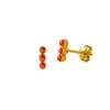 Gold Plated Triple Red Onyx Stud Earring