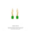 Green Onyx Baguette Hoops Gold
