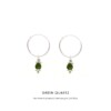 Green Quartz Triquetra Midi Hoops Silver
