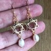 Herinnering & Hoop, Sieradenset van ketting, armband en oorbellen met Davidster en parels