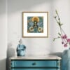 Hommel handgedrukte linosnede print