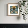 Hommel handgedrukte linosnede print