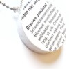 Ketting met papieren hanger, blauwe zeedistel, duurzaam sieraad