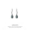 Labradorite Baguette Hoops Silver