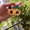 Micro Gehaakte zonnebloem Oorbellen
