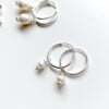 Mini Pearl Hoops Silver
