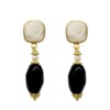 Moonstone Onyx Drop Earrings