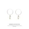 Moonstone Triquetra Midi Hoops Silver