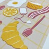 Ontbijt op bed kunstprint – vrolijke food illustratie in zachte kleuren | A4 poster 21x30 cm