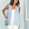 Poederblauwe Kimono Overlay Jamdani