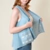 Poederblauwe Kimono Overlay Jamdani