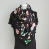 Polyester 3-hoek sjaal met kwastjes (zwart | bloemen)