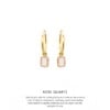 Rose Quartz Baguette Hoops Gold