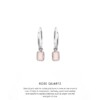 Rose Quartz Baguette Hoops Silver