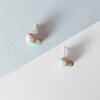 Roze met groene marmer hartjes oorbellen