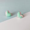Roze met groene marmer hartjes oorbellen