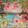Satijnen 3-hoek sjaal met band (roze, turquoise | paisley, bloemen)