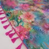 Satijnen 3-hoek sjaal met kwastjes ( multicolor | pauwen ogen, bloemen)