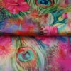 Satijnen 3-hoek sjaal met kwastjes ( multicolor | pauwen ogen, bloemen)