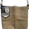 Schoudertas gemaakt uit oude vintage leren gaastra laarzen in de kleur beige.