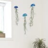 Set van drie mooi gekleurde Jellyfish luchtplantjes, gemaakt van Epoxy en Spaans mos