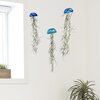 Set van drie mooi gekleurde Jellyfish luchtplantjes, gemaakt van Epoxy en Spaans mos