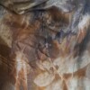 Sjaal van Pongee zijde, afmeting 180 x 90 cm. Ecoprint, gekleurd met ijzer en henna
