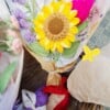 gehaakt groet zonnebloemen boeket