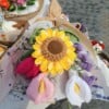 gehaakt groet zonnebloemen boeket