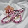 Handgemaakte sieraden set natuursteen - roze/grijs