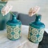 Blossom Glow – Scented Flower Candle in Blue Ceramic Vase