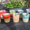 Rietjesbeker blauw, rood, geel.