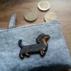 Teckel Portemonnee, Hond Muntzakje met Rits, Vilt Creditcardhouder, Cadeau voor een Hond Liefhebber