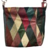 Unieke leren schoudertas – patchwork in warme tinten