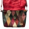 Vintage patchwork leren tas met klepsluiting – handgemaakt & duurzaam