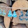 handgemaakte kralenoorbellen fringe bloemen grijs
