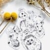 9 stickers van dieren en bloemen
